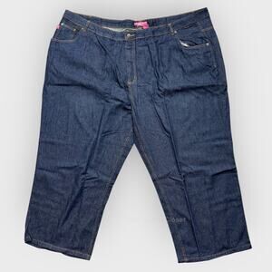 Woman Within Natural Fit 34W Dark Wash Denim Straight Leg Plus Size Stretch